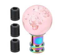 PODSJD Gear Shift Knob Universel avec Adaptateurs M8 M10 M12, Bouton de Levier Transparent en Acrylique Style Bulle - Confort Optimal et Installation Facile pour Tous Types de Voitures (Rose)