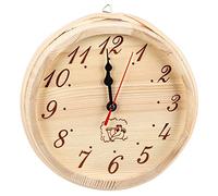 PODSJD Horloge Sauna Murale, minuterie décorative en Bois 23cm, Aiguilles métal Noir - résistance Chaleur & humidité, Design sans vitre Anti - reflet, Lecture Claire, Spa, Maison et b