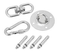 PODSJD Kit de Suspension en Acier Inoxydable pour Hamac et Balancelle, Support Plafond 450KG, Crochet Double Oeil et Mousqueton - Sécurité Renforcée, Résistance à la Corrosion, Usage