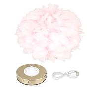 PODSJD Lampe de Table Plume LED, Dimmable Infini, Charge USB, Contrôle Tactile, Abat - jour Plume Grise 30cm - Éclairage Ambiance Personnalisable, Design Moderne, Idéale Chambre et Café (Rose)