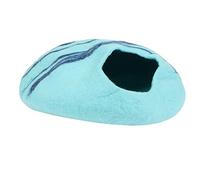 PODSJD Lit pour Chat Grotte en Laine Artificielle, Confortable et Chaud, Couleur Bleu Ciel, cachette d’intérieur pour Chatons - Espace Cosy pour Repos et détente, Design élégant et