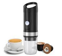 PODSJD Machine à café espresso portable sans fil noir 80ml - Pompe 20, batterie 9600mAh, chauffe rapide & usage nomade idéal camping et bureau (Noire)