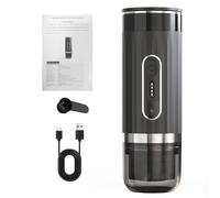 PODSJD Machine à café expresso électrique portable 20 Bar, 80ml, sans fil rechargeable - Extraction froide et chaude one - click, indicateur batterie 4 niveaux, acier inox 304, mini (Noire)