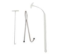 PODSJD Outils de Mise Bas porcs, Set de Fer à Lait en Acier Inoxydable avec Pince, Crochets et Corde 76cm - Réduction Douleur Animale, Manipulation Facile, Sécurise la Mise Bas porcine