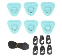 PODSJD Patchs PVC Anneau en D 6pcs, Accessoires INOX pour Bateau Gonflable, Kayak, Paddle - Fixation Solide, kit Corde élastique 2,5m, Installation et sécurité améliorées (Bleue)