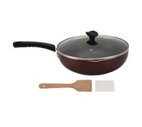 PODSJD Poêle antiadhésive multifonction avec couvercle 29,5 cm - revêtement durable, poignée isolante bois composite - cuisson saine et facile pour toutes recettes maison (Tapez 1)