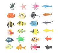 PODSJD Set 24 Figurines Océan en PVC, 12 Poissons Tropicaux + 12 Animaux Marins - Jouets Éducatifs Colorés et Réalistes pour Enfants, Apprentissage Ludique et Décoration