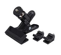 PODSJD Support de Fixation Rotatif 360° pour Appareil Photo, Pince Clip avec Embase Sabot Chaud Noir Métallique - Ajustement Flexible et Solide pour Flash, Réflecteur et Accessoires Pho