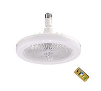 PODSJD Ventilateur Lumière E27 6 Lames avec Aromathérapie, Température Couleur Ajustable, Minuteur et Télécommande - Design Moderne Silencieux pour Chambre et Salon (Blanche)