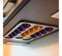 PODY® • Support, Rangement pour capsules, dosettes de Café • Adhésif • Compatible Nespresso Vertuo • Aluminium composite argenté