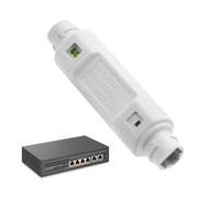 Poe Extender - Répéteur De Plein Air, Booster Imperméable | Amplificateur De Signal 48V 10 / 100Mbps, Accessoire De Réseau Plug And Play, Appareil De Connexion Ethernet Prenant En Charge Les Caméras I