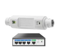 PoE Extender - Répéteur de signal Ethernet extérieur étanche 48V 10/100Mbps | Matériau ABS PoE Booster Amplificateur, Plug and Play Network Supplies pour systèmes de sécurité, caméras IP, données
