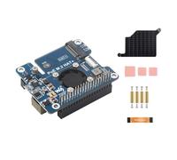 POE M.2 Hat+ Carte d'extension Combinant Power Over Ethernet POE Hat et PCIe vers M.2 Adaptateur pour Raspberry Pi 5, Support IEEE 802.3af/at Norme Réseau et M.2 NVME Disques Durs de 2230/2242