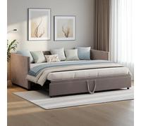 Poeahu Canapé Lit Convertible 90/180 x 200 cm, Canapé Lit 2 Places Extensible avec Sommier à Lattes, Lits Gigogne 2 Places, Multifonctionnel LiT Rembourré pour Adolescent Adulte, sans Matelas (Gris)