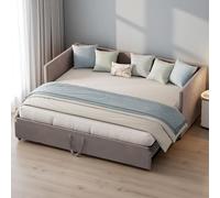 Poeahu Canapé-lit Extensible, 90/180 x 200 cm, lit rembourré de 90 x 200 cm, Lits de Jour, Multifonction, Lits d'invités, 2 Places, pour Salon, Chambre à Coucher, sans Matelas, en Velours, Gris