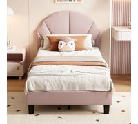 Poeahu Lit Enfant Fille 90x200, Lit Simple Rembourré avec Sommier à Lattes et tête de Lits réglable, Lits Une Personne pour Fille Enfants et Adolescents, Velours, sans Matelas