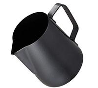 POEFT 600ML Pichet à Mousseur de Lait en Acier Inoxydable Plaqué, Pichet à Moussage de Lait Espresso Pichet à Café, Tasse Latte Art - Noir