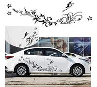 PoeHXtyy 2 PCS Voiture Auto Corps Autocollant Fleur Libellule Rotin Fleur Auto-Adhésif Côté Camion Vinyle Graphiques Decal