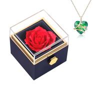 POEKLSYNM Collier en forme de cœur avec rose, cadeau de fleur préservée pour femme, pendentif éternel en forme de cœur rose, cadeau pour femme, cadeau de Noël, de Saint-Valentin, de fête des mères