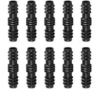 Poeland Lot de 10 raccords de tuyau d'arrosage en plastique barbelé noir de 13 mm, raccords de tuyau d'arrosage droits pour irrigation goutte à goutte de jardin, système d'arrosage