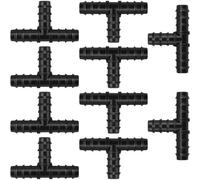 Poeland Lot de 10 raccords de tuyau en T 16 mm (1/2"), en plastique noir, pour tuyau d'irrigation goutte à thé, accessoires d'irrigation goutte à goutte