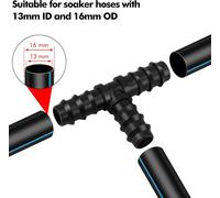 Poeland Lot de 10 raccords de tuyau en T 16 mm (1/2""),en plastique noir,pour tuyau d'irrigation goutte à thé,accessoires d'irrigation goutte à goutte