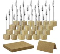 poeland Lot de 24 présentoirs en bois de pin avec 36 cartes kraft - Porte-cartes de place - Porte-photos - Porte-cartes de place en bois de pin pour fête de mariage