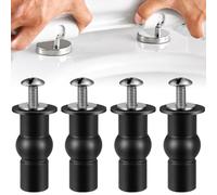 Poeland Lot de 4 boulons universels pour siège de toilette, charnières de siège de toilette avec écrous supérieurs en caoutchouc extensible, vis d'extension de rechange