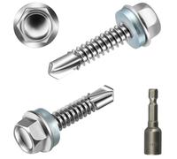 Poeland Lot de 40 vis à tôle auto-foreuses à tête hexagonale en acier inoxydable avec joint, 5,5 x 25 mm, pour tôle de toit, tôle trapézoïdale, acier, bois, avec 1 clé à douille