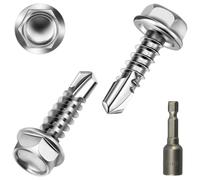 Poeland Lot de 50 vis à tôle trapézoïdale à tête hexagonale - 4,2 x 16 mm - En acier inoxydable - Vis autoforeuses pour tôle de toiture, tôle trapézoïdale, acier, bois - Avec 1 ouille
