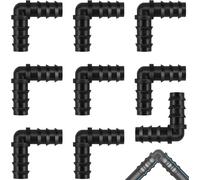 Poeland Lot de 9 raccords de tuyau coudés 16 mm (1/2""),en plastique noir,raccord de tuyau en L,accessoires d'irrigation goutte-à-goutte