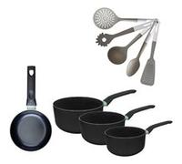 Poêle 16cm et 3 Casseroles 16/18/20cm sans PFAS Fackelmann Brandao avec 5 ustensiles Vario