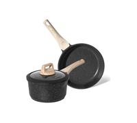 Poêle 24 cm avec casserole et couvercle 20 cm noir - Tous feux dont induction Just perfecto JL-43