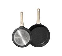 Just Perfecto Lot de 2 poêles 20/24 cm Compatibles Induction, Revêtement Antiadhésif Sans PFAS ni PFOA, Acier Inoxydable Haute Qualité, Poignées Thermo-isolées