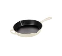 Le Creuset Skillet profond en fonte émaillée Signature avec poignée d'assistance et deux becs verseurs, 26 cm, 2 litres, Meringue, 20187267160422