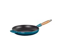LE CREUSET Poêle en fonte émaillée avec manche en bois 28 cm Deep Teal