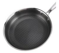 Poêle 28cm - CHEFFINGER - Inox - Revêtement Nid d'Abeille - Poignée Longue - Antiadhésif