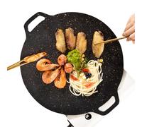 Poêle à barbecue coréenne - Grille ronde antiadhésive pour cuisinière sur le dessus | Poêle BBQ compatible avec induction avec répartition uniforme de la chaleur pour la cuisson en intérieur, le