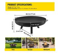 Poêle à barbecue en acier carbone/fonte for garder chaud, patios extérieurs, terrasse, barbecue Pour le bricolage(30 inch Black)