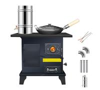 Poêle à Bois à Gazéification avec Réservoir D'eau, Double Four et Chauffage pour 10 M², Poele Bois en Fonte Sans Fumée pour Tente, Maison, Chalet et Extérieur