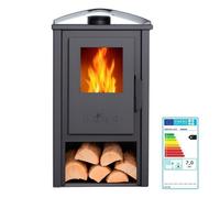 Poêle à bois AMINA 7kW A+ | Chauffage efficace 150m³, design compact et haut rendement 80%