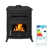 Poêle à bois ANTARES IRON HORNO 18 kW - Fonte complète - Rendement 75 % - Chauffe 400 m³ - Four intégré - Sortie 130 mm - Classe A
