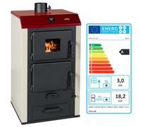 Poêle à bois avec chaudière PRITY NS20 - 18,2 kW eau + 3 kW air - Classe A - Sortie de fumée Ø150 mm - Chauffage jusqu’à 100 m²