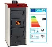 Poêle à Bois avec Chaudière PRITY NS32 - 36,4 kW - Classe Énergétique A - Réservoir de 72 L - Chauffage Central Puissant