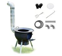 Poêle à Bois avec Conduit de Cheminée pour La Cuisine En Extérieur, Poêle de Tente de Camping Multi Combustibles avec Pieds Amovibles et Anneau de Foyer pour Jardin ou Tente(63x60cm/25x24in)