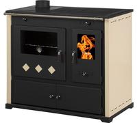 Poêle à bois avec four et plaque de cuisson Pracktik Lux Beige cheminée GAUCHE 9,5 kW