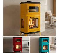 Poêle à bois avec four Fusio Pop Jaune émaillé