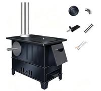 Poêle À Bois avec Four, Petit Poele a Bois avec 2m Conduit de Cheminée | Grille en Fonte, Anneau de Cuisson Renforcé, Poele a Bois Camping pour Chauffage et Cuisson