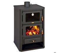 Poêle à bois avec four PRITY FG - 14,2 kW, Noir Graphite, Classe A, avec thermomètre intégré
