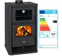 Prity FG D Poêle à bois avec poêle et manteau d'eau | Réchaud de chauffage central | Certifié CE | Poêle à bois